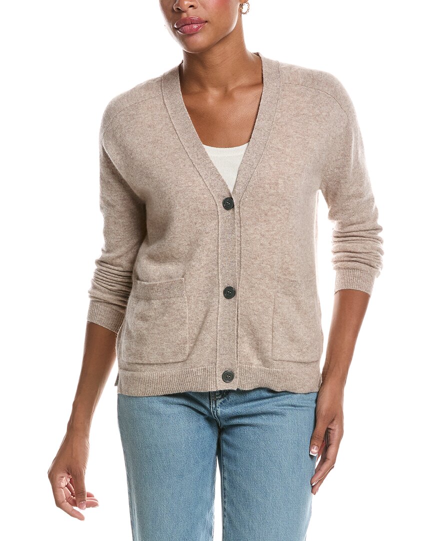 Incashmere Button Front Patch Pocket Cashmere Cardigan In Gray