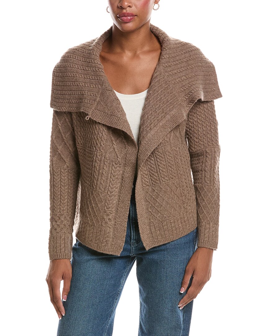Incashmere Textured Wool & Cashmere-blend Wrap Sweater In Brown