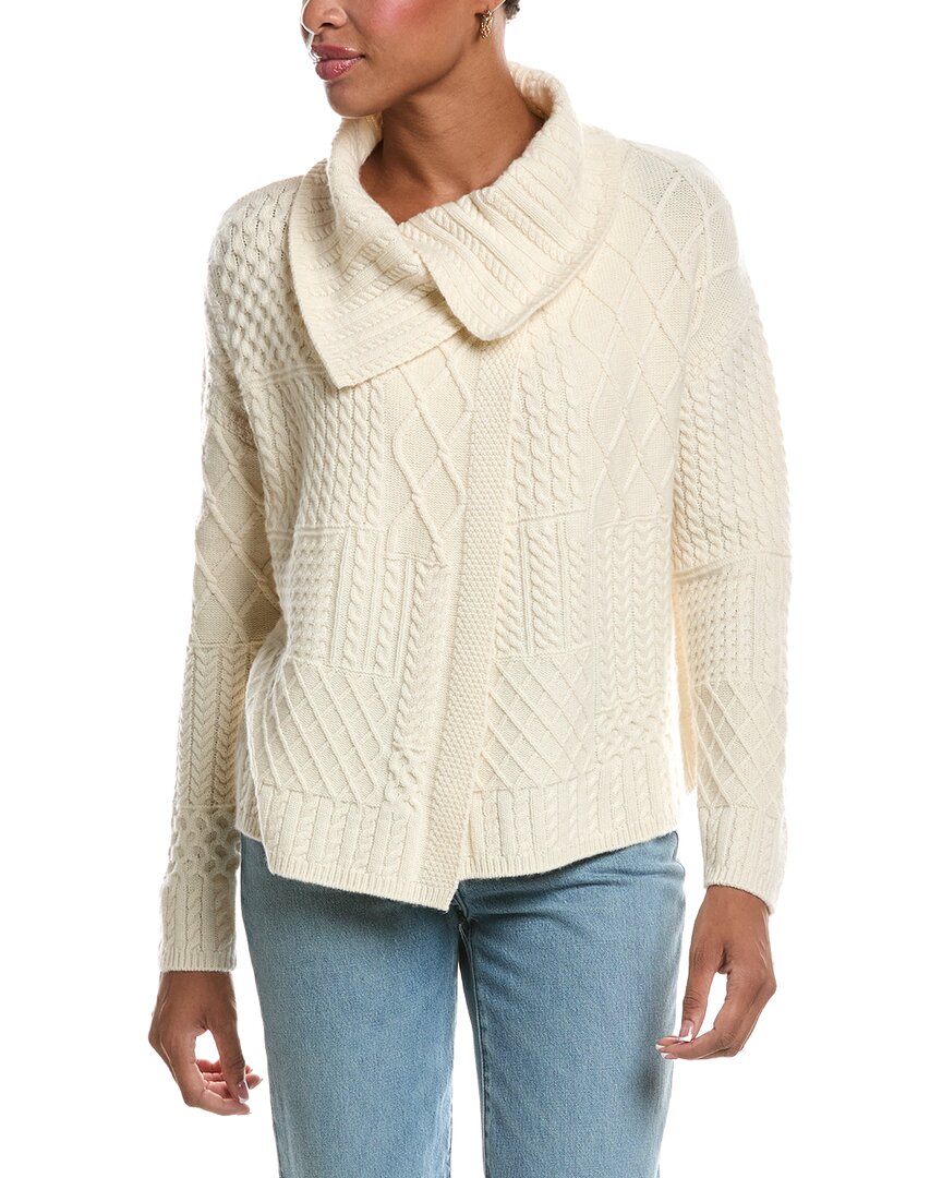 Incashmere Textured Wool & Cashmere-blend Wrap Sweater In White