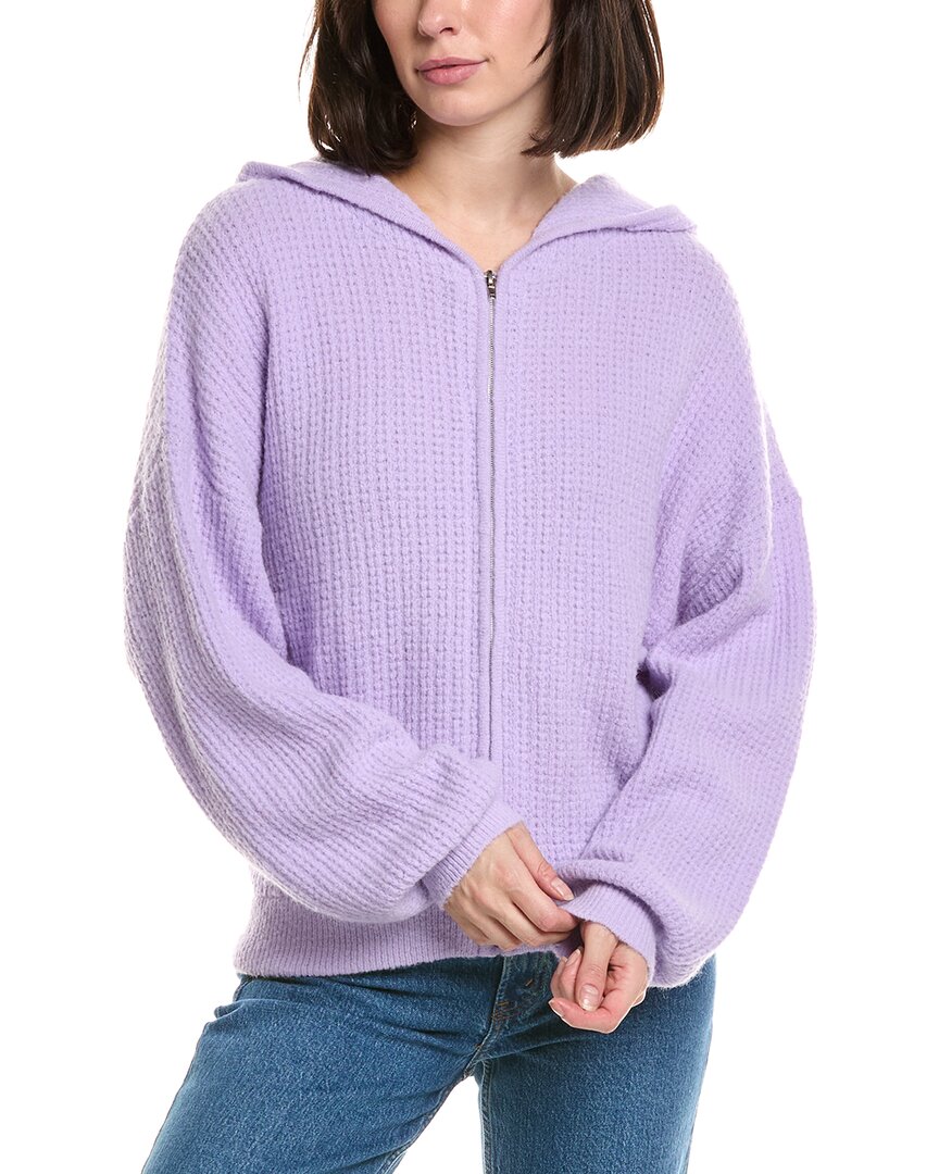 Labiz Lalamia Zip Knit Wool & Alpaca-blend Hoodie Jacket In Purple