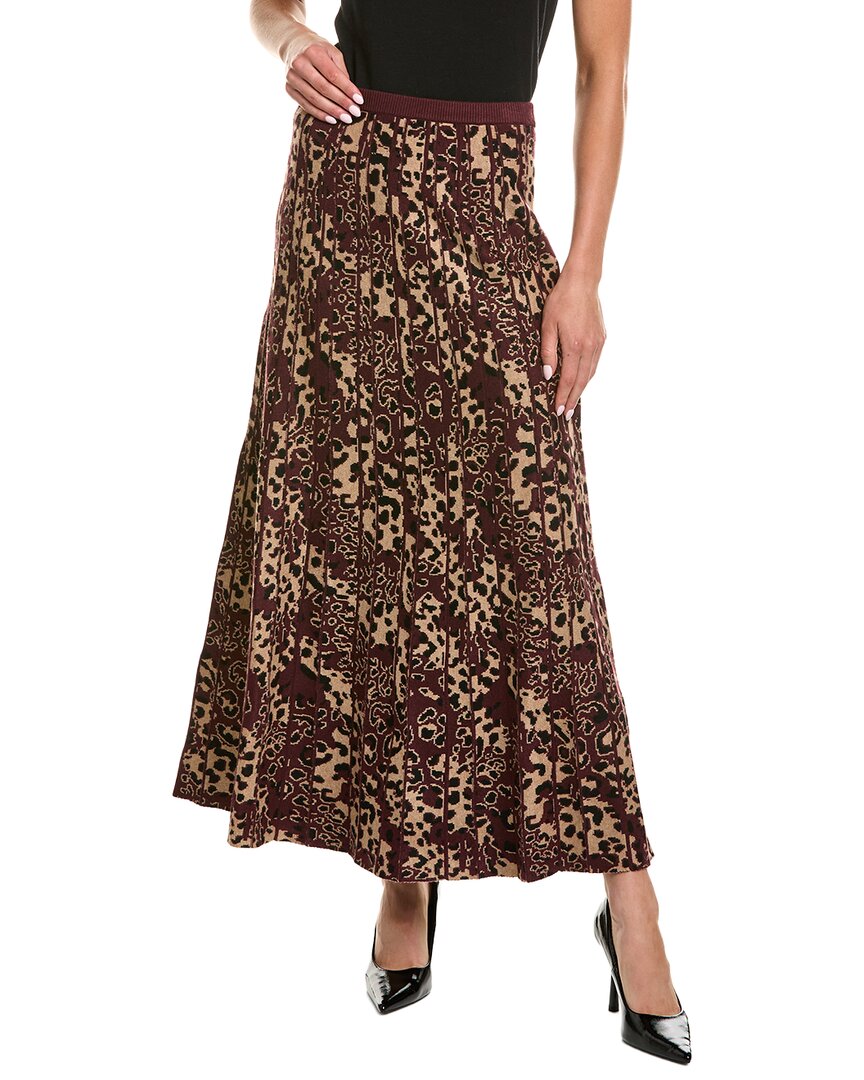 525 America Luxe Midi Pleated Leopard Skirt In Red