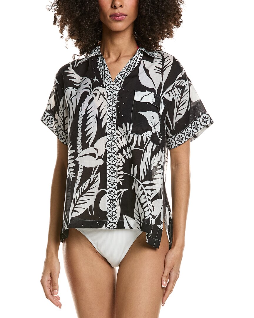 Johnny Was Camp Button Front Shirt In Black