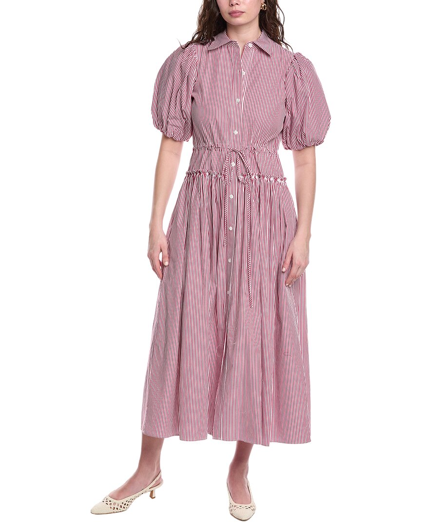 Rebecca Taylor Poplin Shirt Dress In Red Stripe