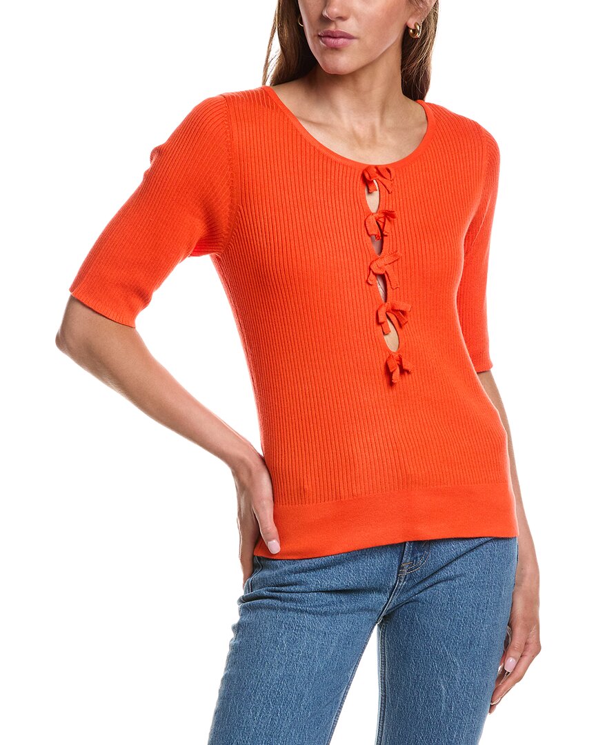 Ichi Ihmafa Boatneck Elbow Sleeve Top In Red