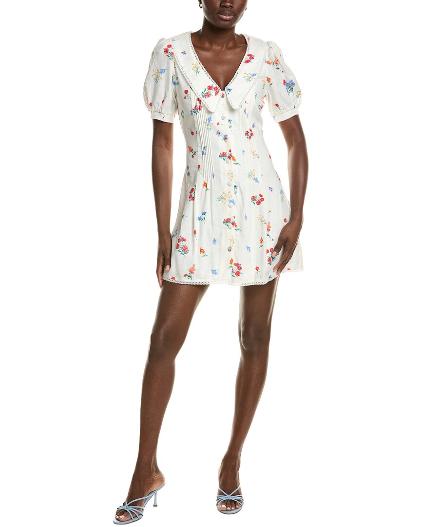 Wayf Linen-blend Mini Dress In White