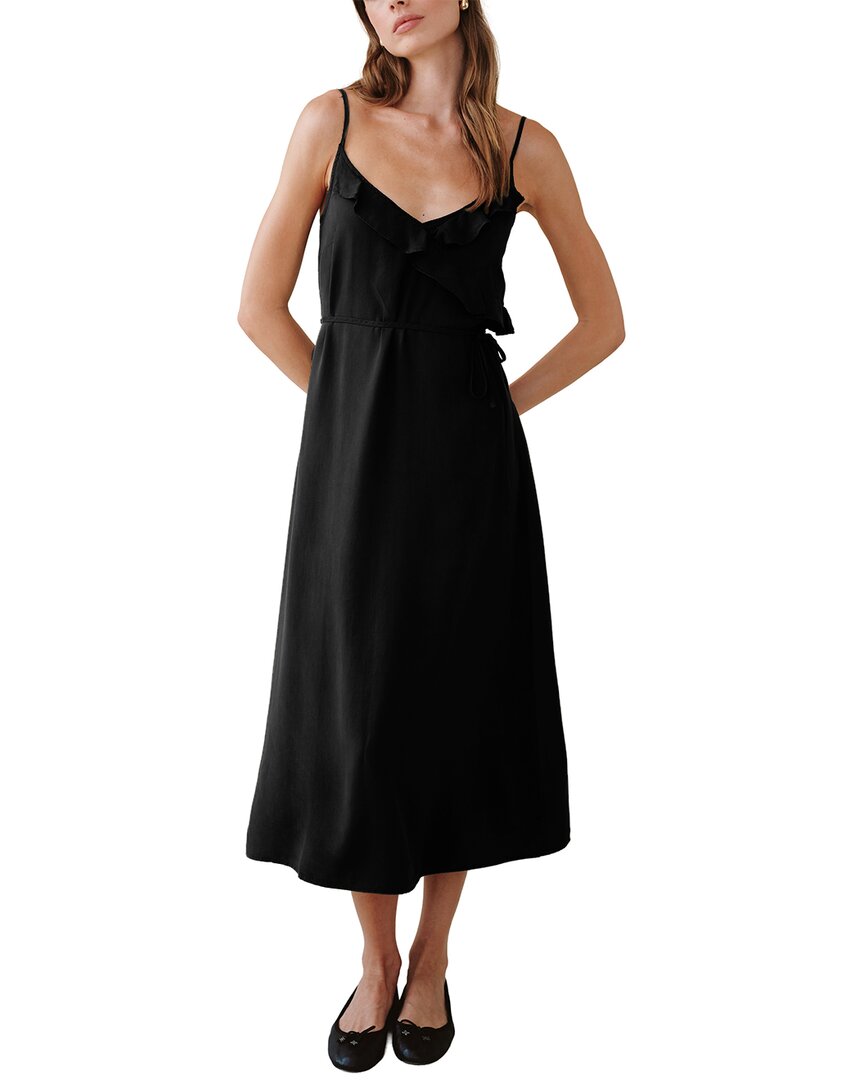 Bella Dahl Ruffle Cami Midi Dress In Blk-black