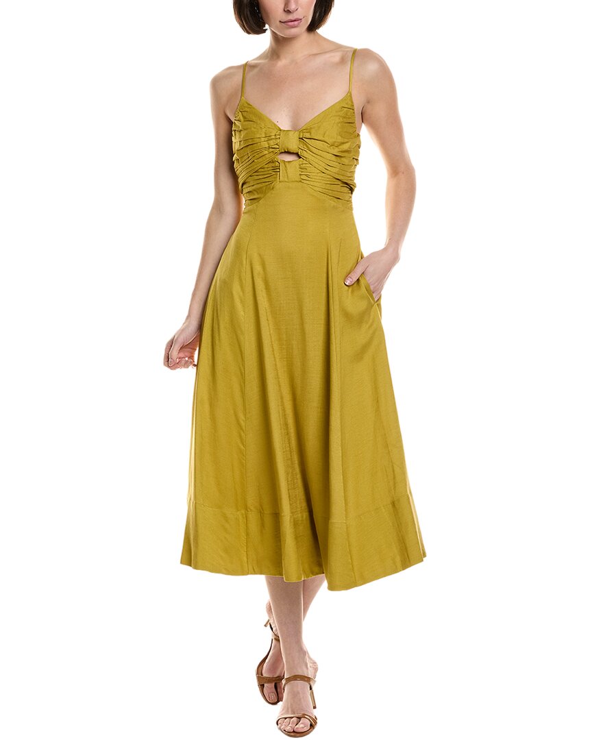 Astr The Label Celina Linen-blend Midi Dress In Yellow