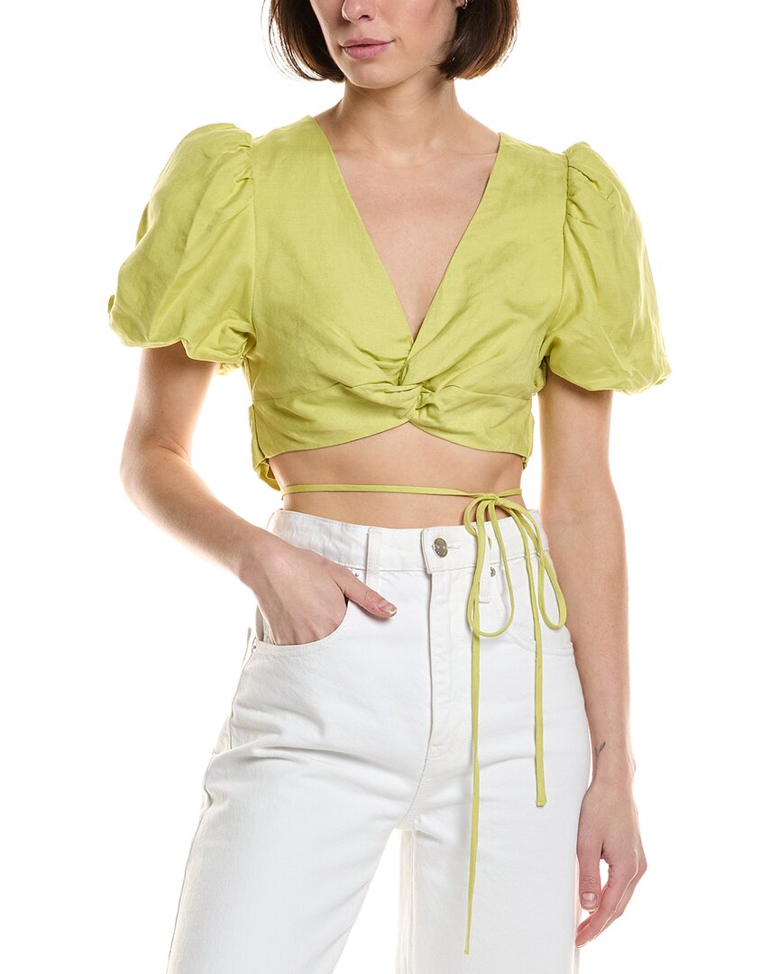 Astr The Label Nuria Linen-blend Top In Yellow