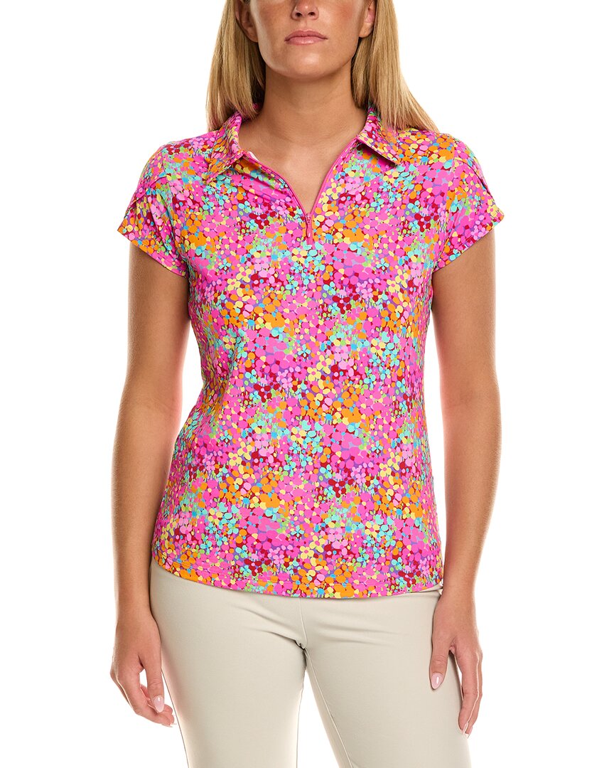 Ibkul Tulip Sleeve Polo Top In Pink