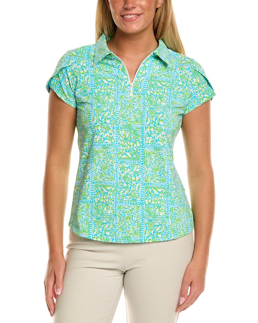 Ibkul Tulip Sleeve Polo Top In Green