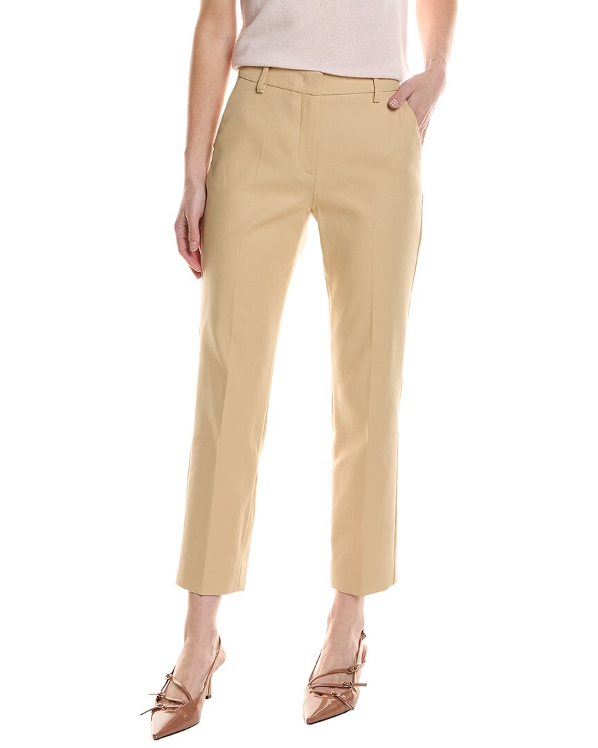 Max Mara Lince Slim Cotton Pants In Brown