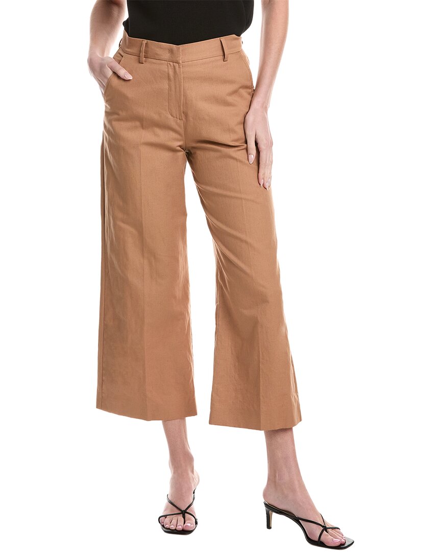 Max Mara Zircone Linen-blend Trouser In Orange