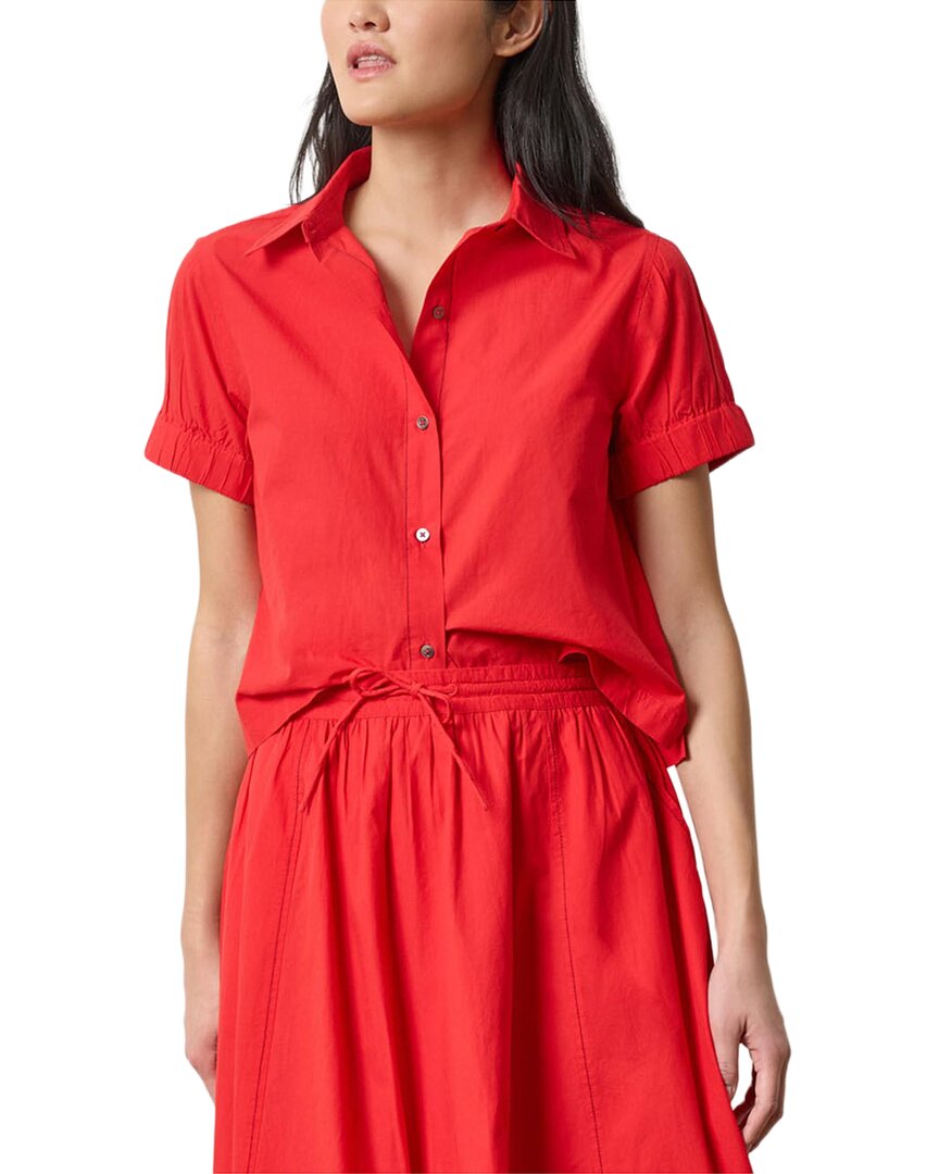 Lilla P Elastic Cuff Button Shirt In Red