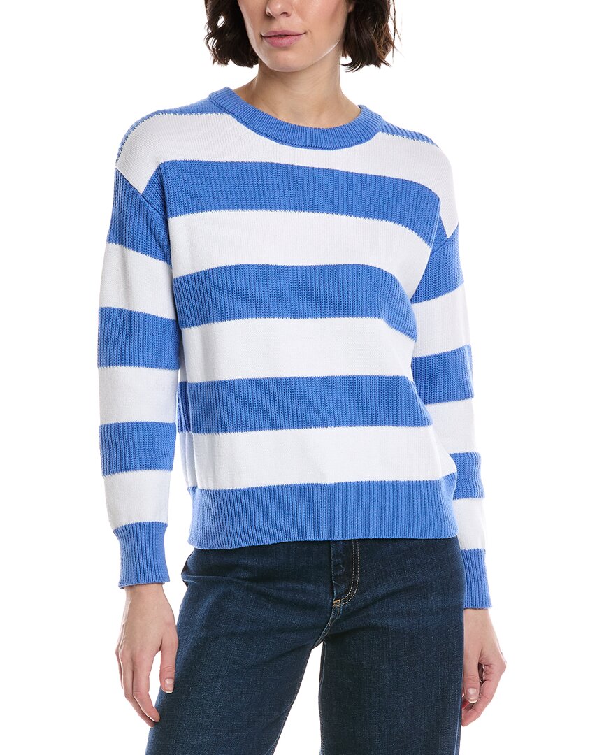 Metric Knits Pullover In White/humid Blue