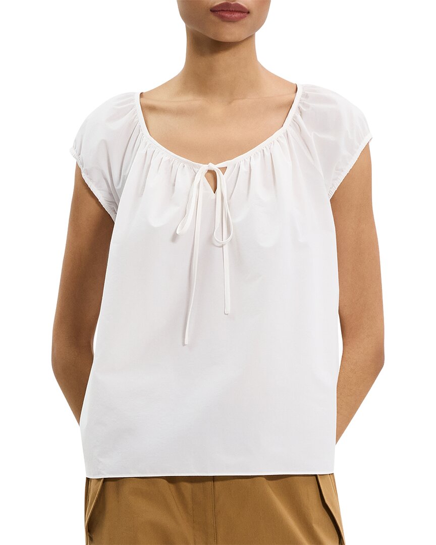 Theory Easy Tie Blouse Woven Top In White
