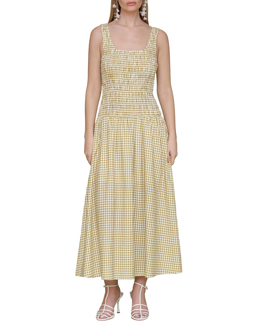 Avec Les Filles Drop Waist Smocked Bodice Linen-blend Dress