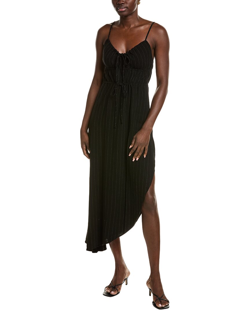 Chaser Shirley Linen-blend Slip Dress In Black