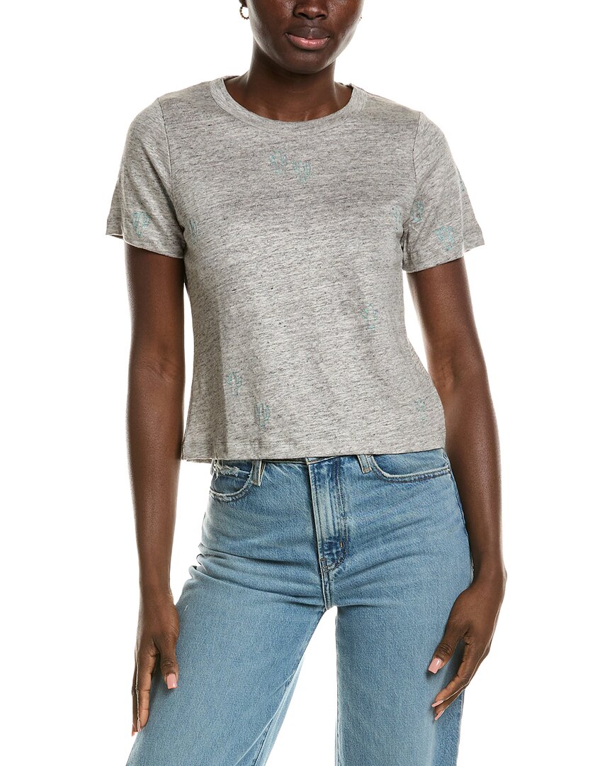 Chaser Cactus Flower Easy Linen-blend T-shirt In Grey