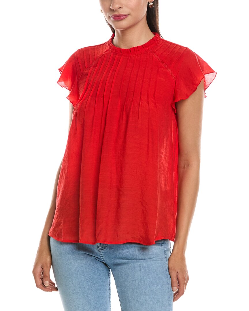 Nanette Lepore Nanette  Ruffle Sleeve Blouse In Red