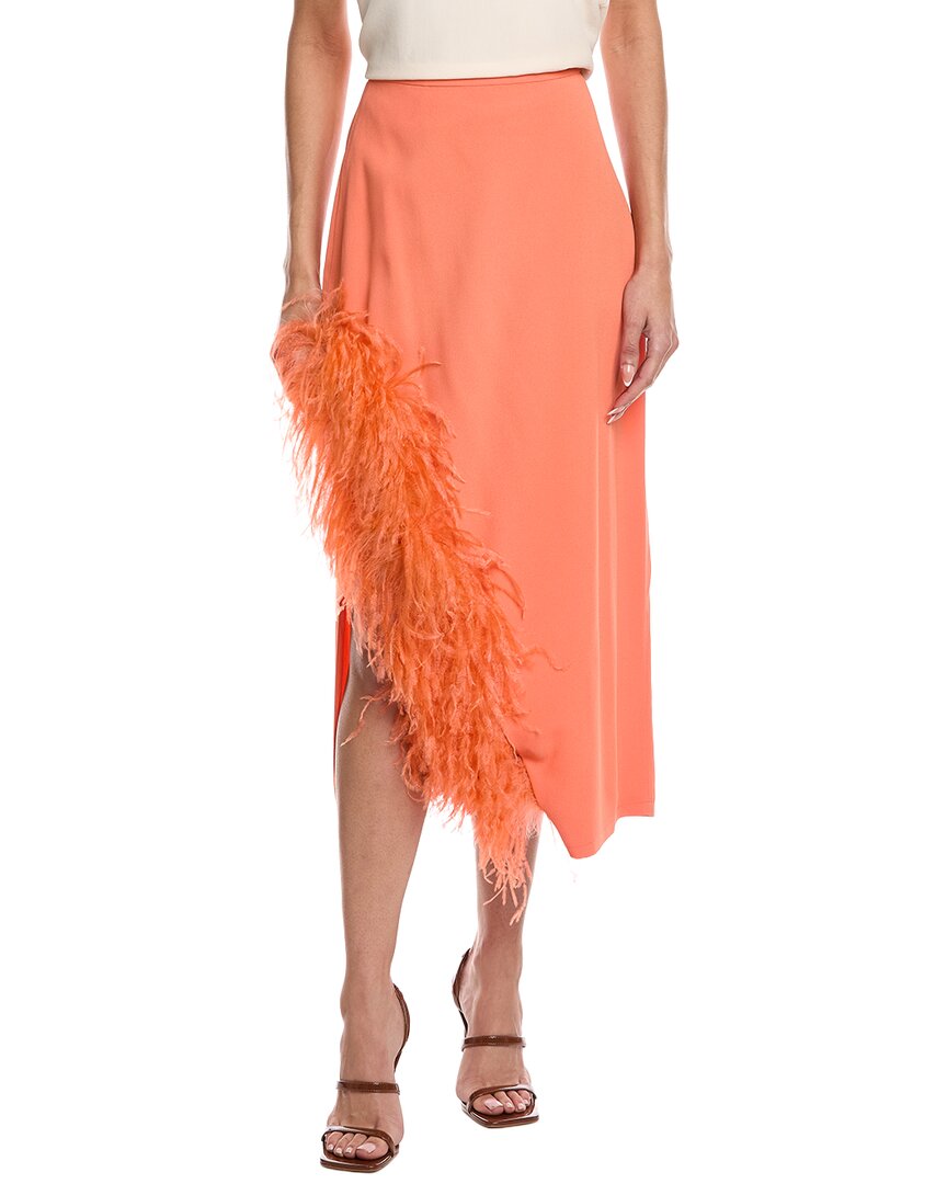 Lapointe Pebble Crepe Asymmetric Midi Skirt In Red