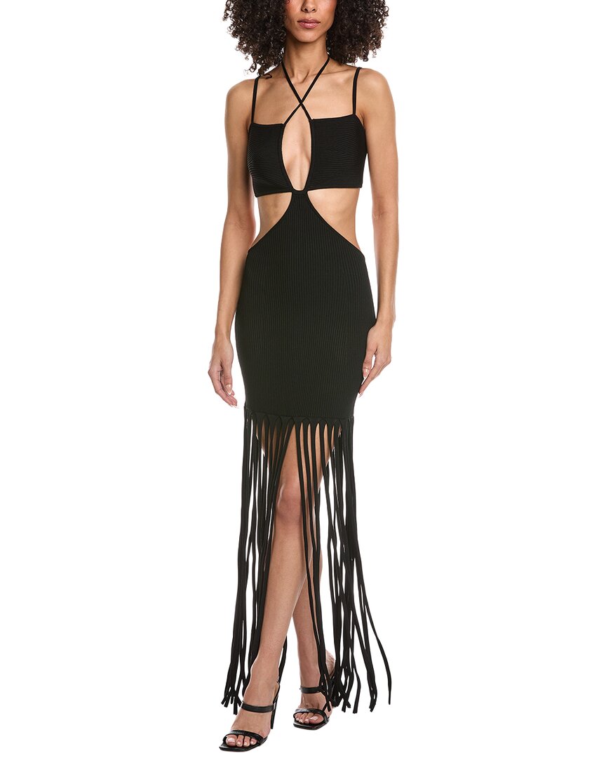 Lapointe Crepe Matte Cutout Strap Midi Dress In Black