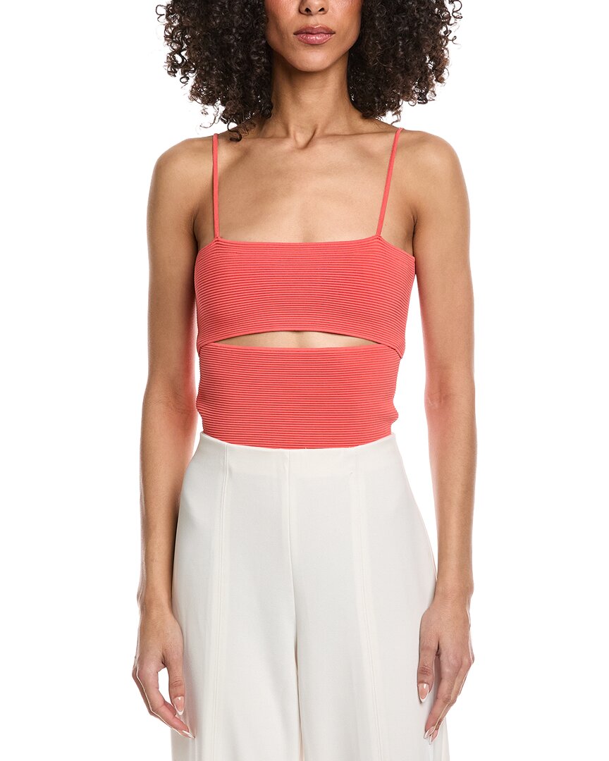 Lapointe Crepe Matte Front Slit Tank In Red