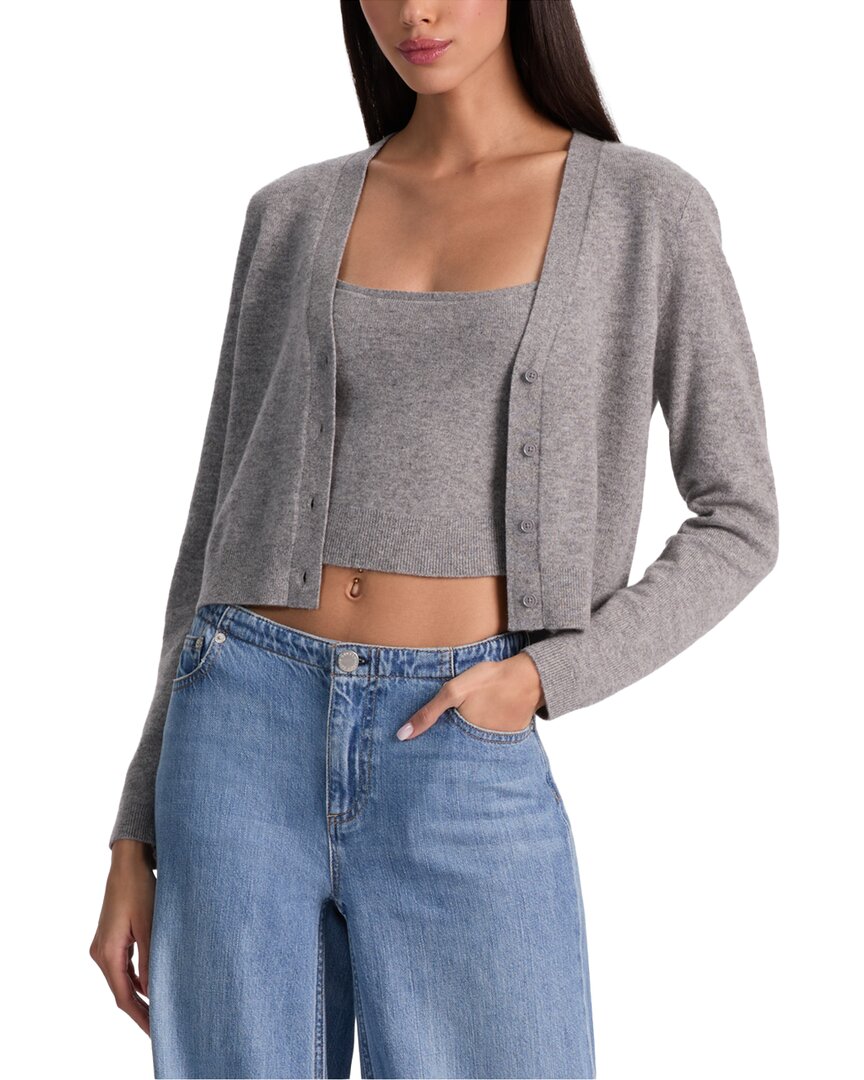 Alice And Olivia Alice + Olivia Grace Cashmere-blend Cardigan In C060-medium Heather Grey