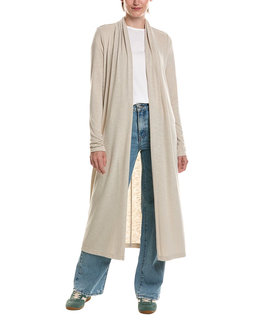 Michael Stars Izzy Longline Open Cardigan In Neutral