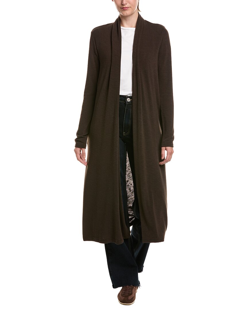 Michael Stars Fiona Stripe Crewneck Cardigan In Brown