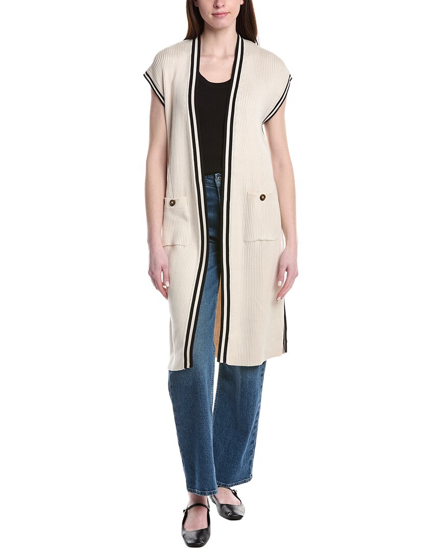 T Tahari Extended Sleeve Long Vest In Black
