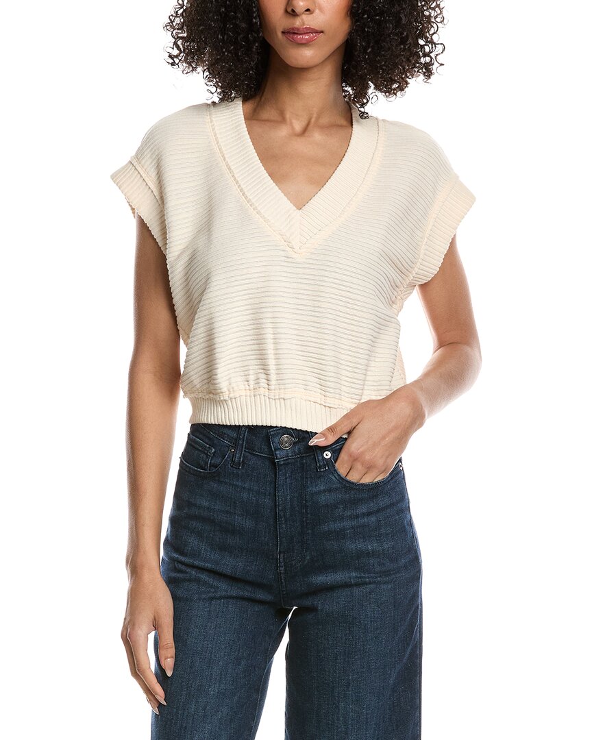 Project Social T End Game Textured V-neck T-shirt In White