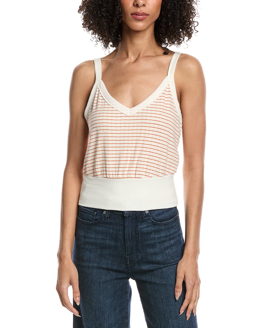 Project Social T Sundrenched Striped V-neck Tank Top In White