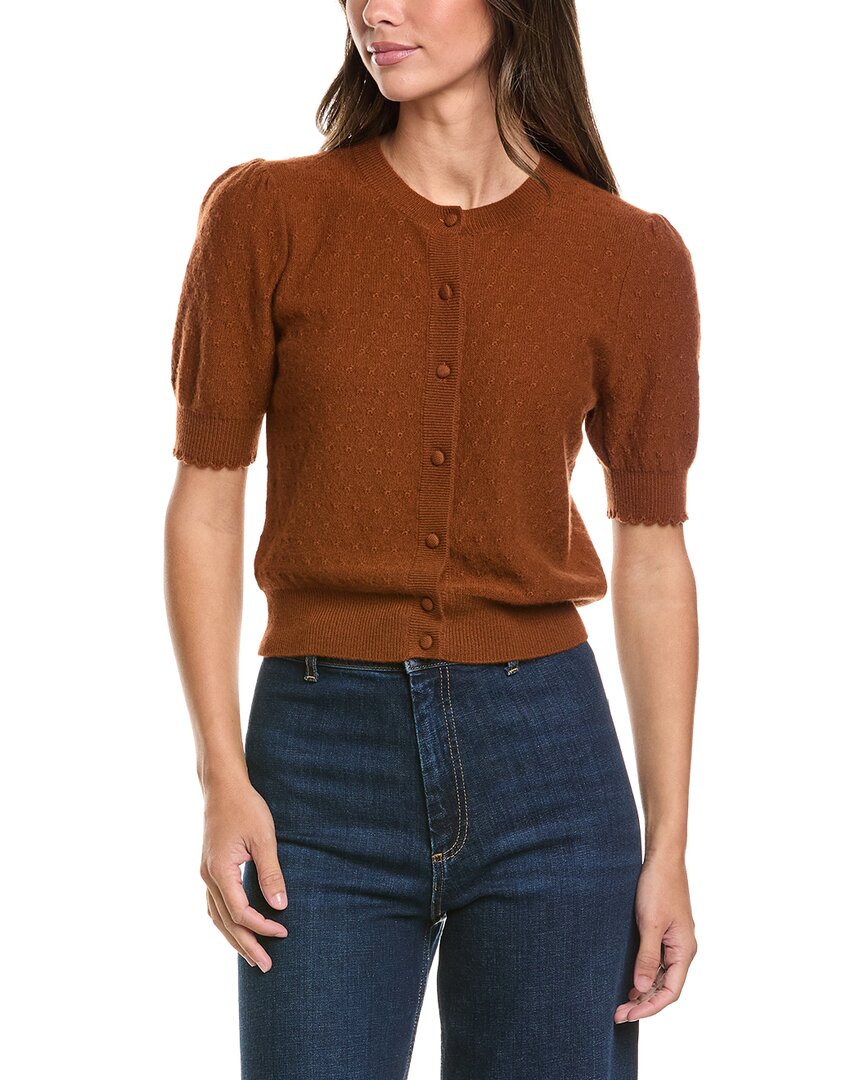 Frame Pointelle Cashmere Cardigan In 201-chestnut