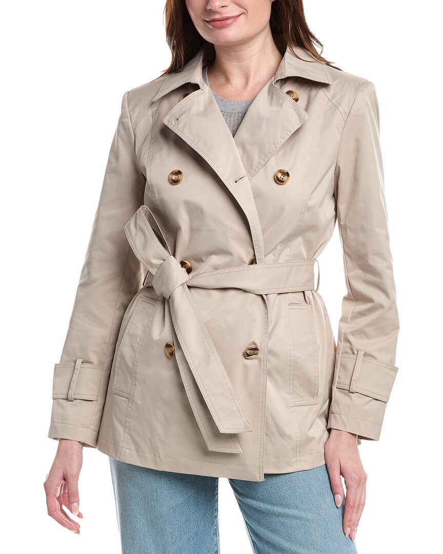 Sam Edelman Double-breasted Short Trench Coat In White