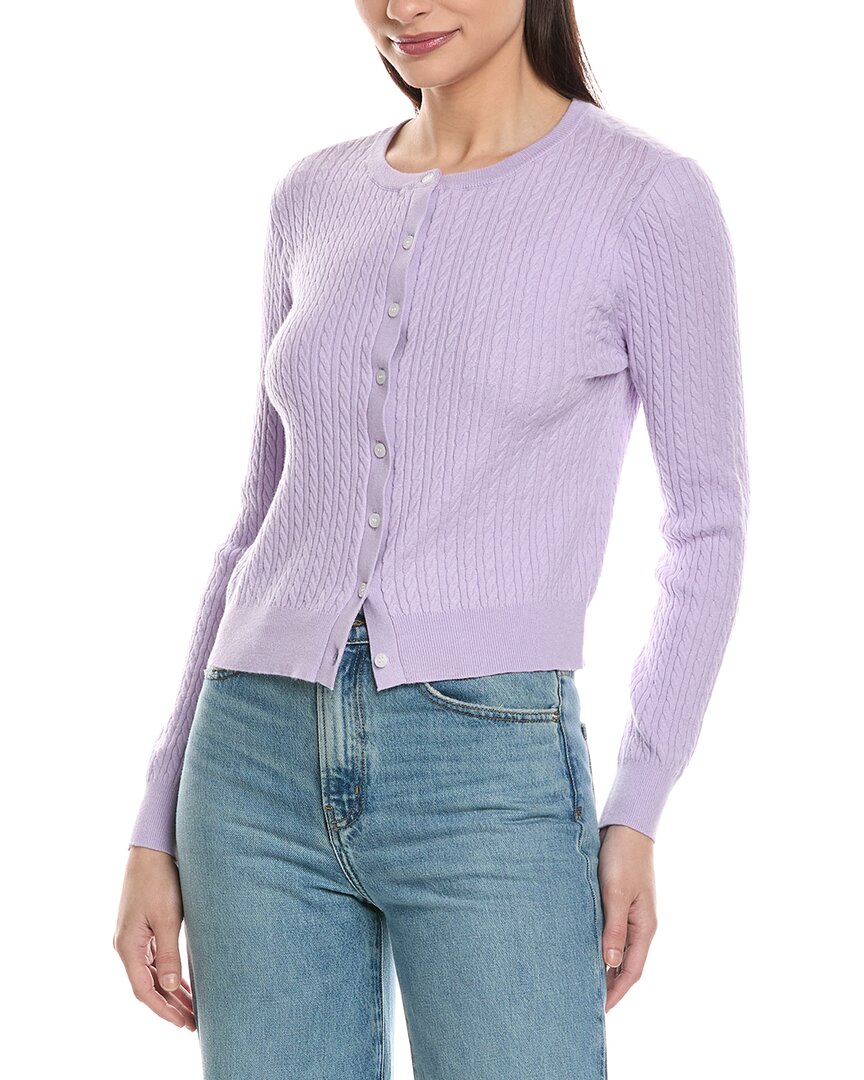 French Connection Cable Knit Cardigan In Purple