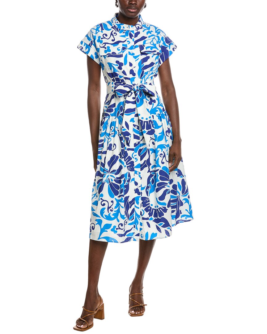 Gracia Floral Seaport Midi Dress In Blue