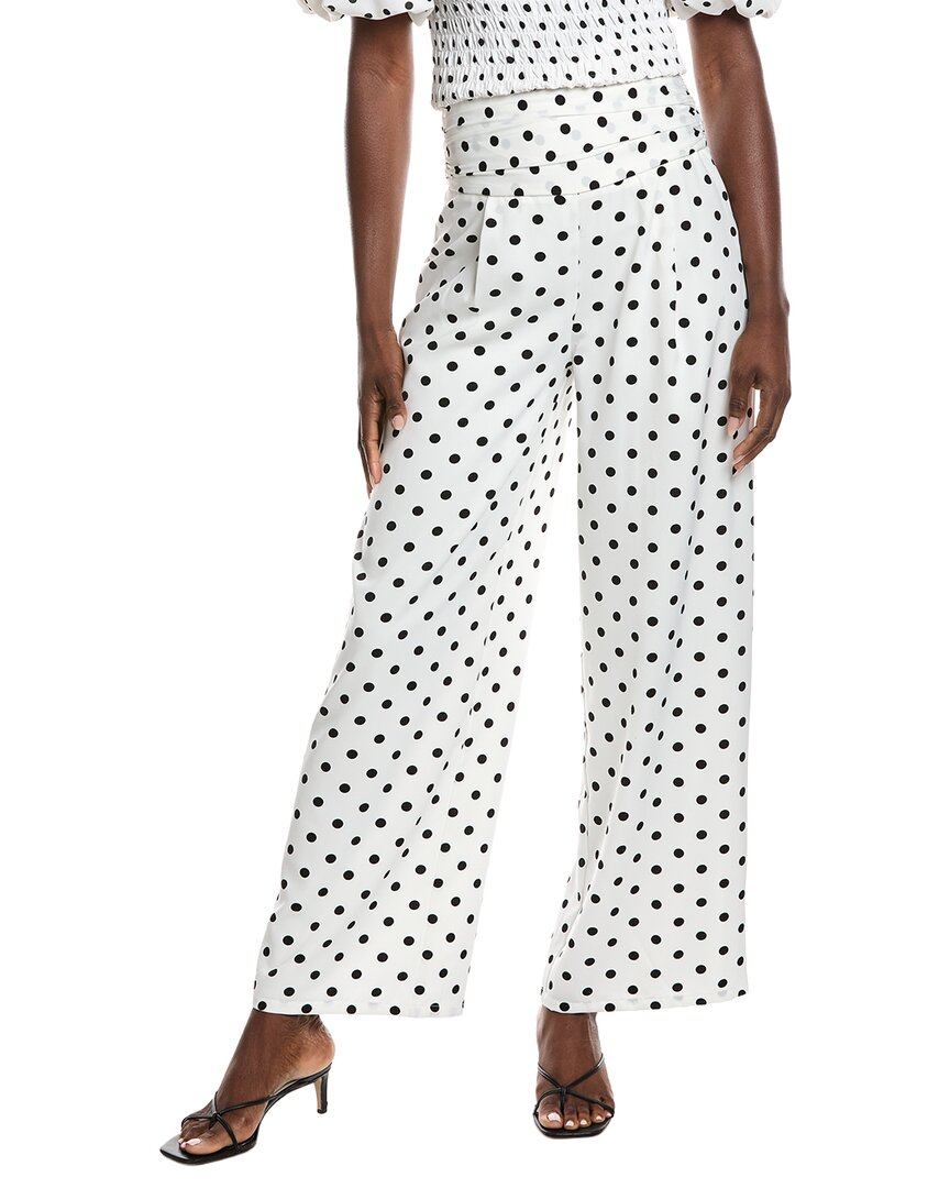 Gracia Dot Print Wide Leg Pant In White