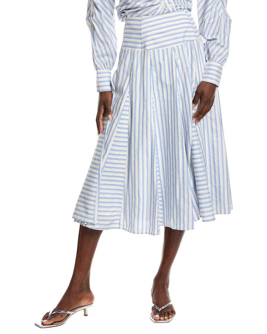 Gracia Wide Round Striped Skirt In White