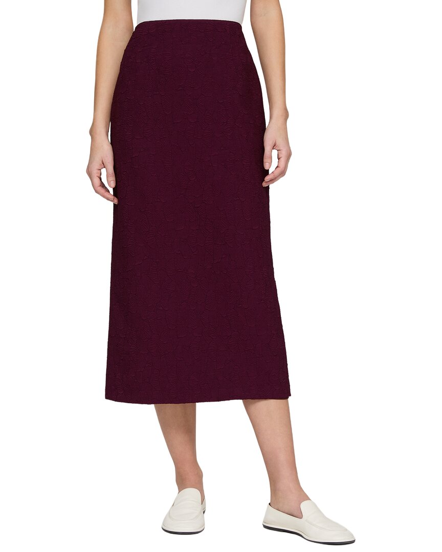 Lafayette 148 New York Straight Midi Skirt In Burgundy