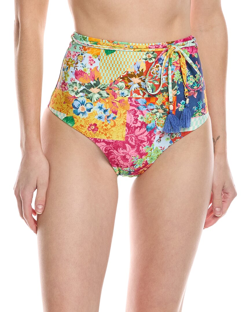 Monte And Lou Belted Retro Bikini Bottom In Multi