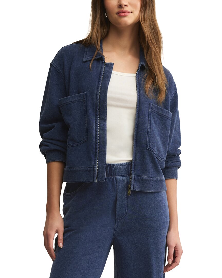 Z Supply Heritage Knit Denim Jacket In Blue