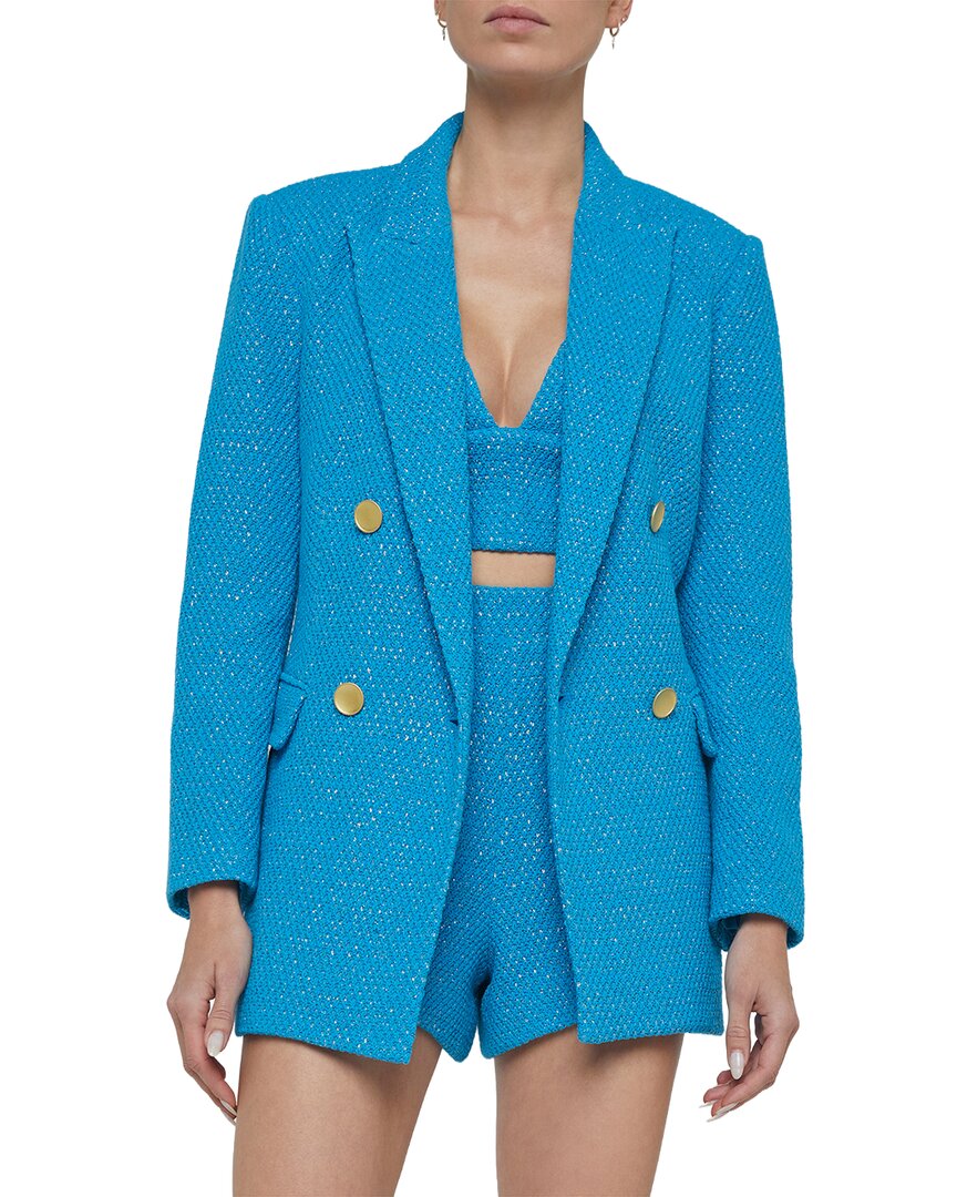L'agence Riva Double Breasted Knit Blazer In Blue