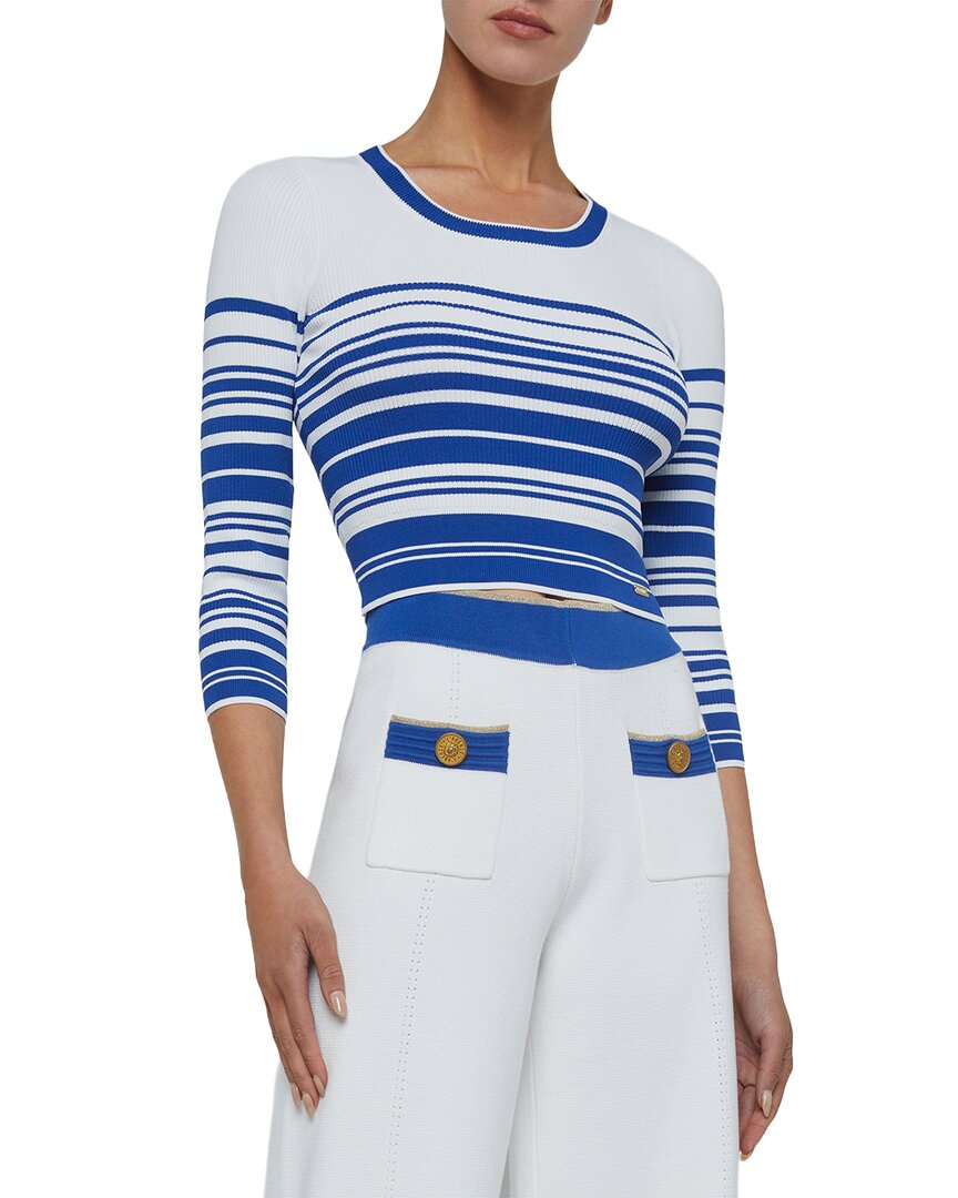 L'agence Lagence Yukio Striped Crop Top In White