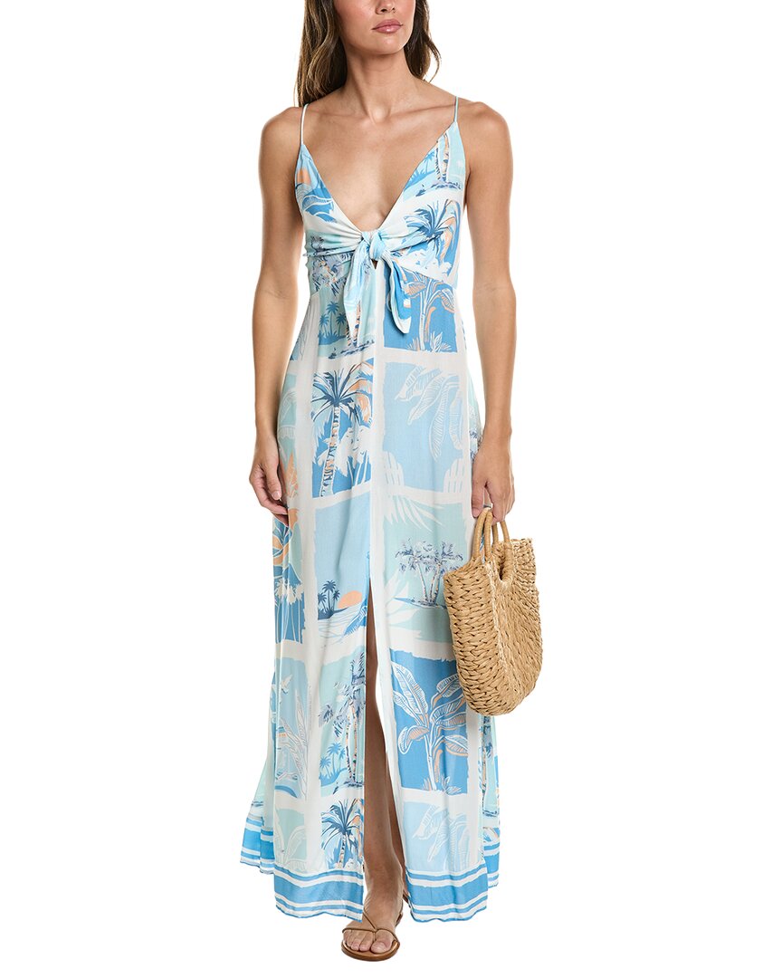Surf Gypsy Printed Crepe Maxi Dress In Blue