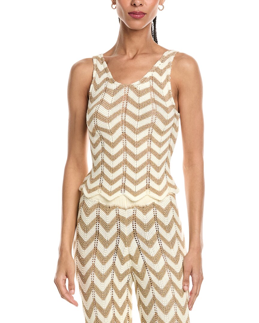 Surf Gypsy Chevron Knit Tank Top In Gold