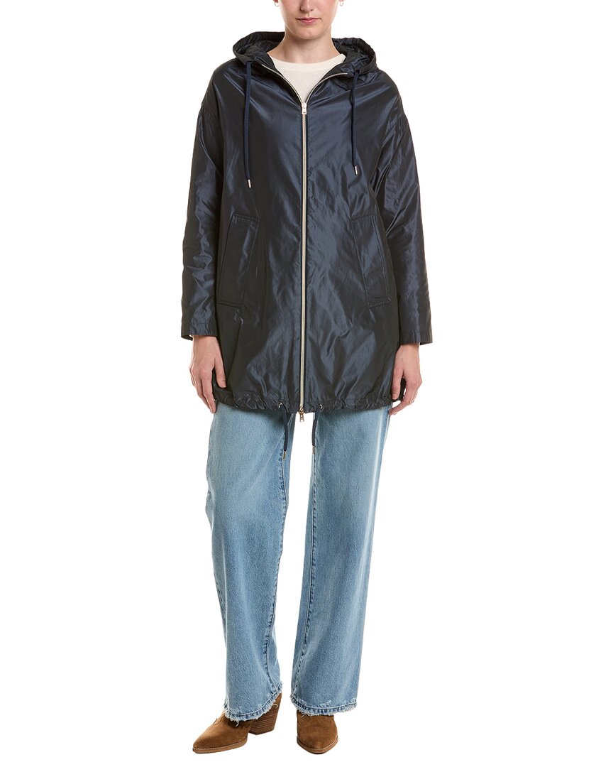 Herno Techno Taffeta Parka Coat In Blue