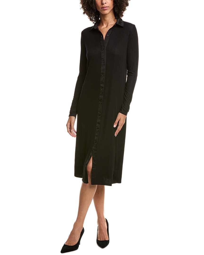 Bella Dahl Rib Button Down Shirt Dress In Black
