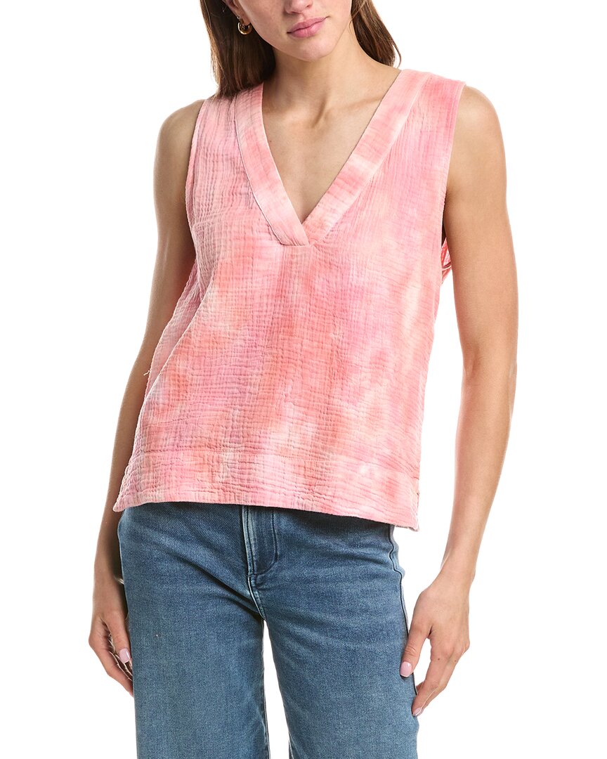 Faherty Dune Gauze Popover Top In Red