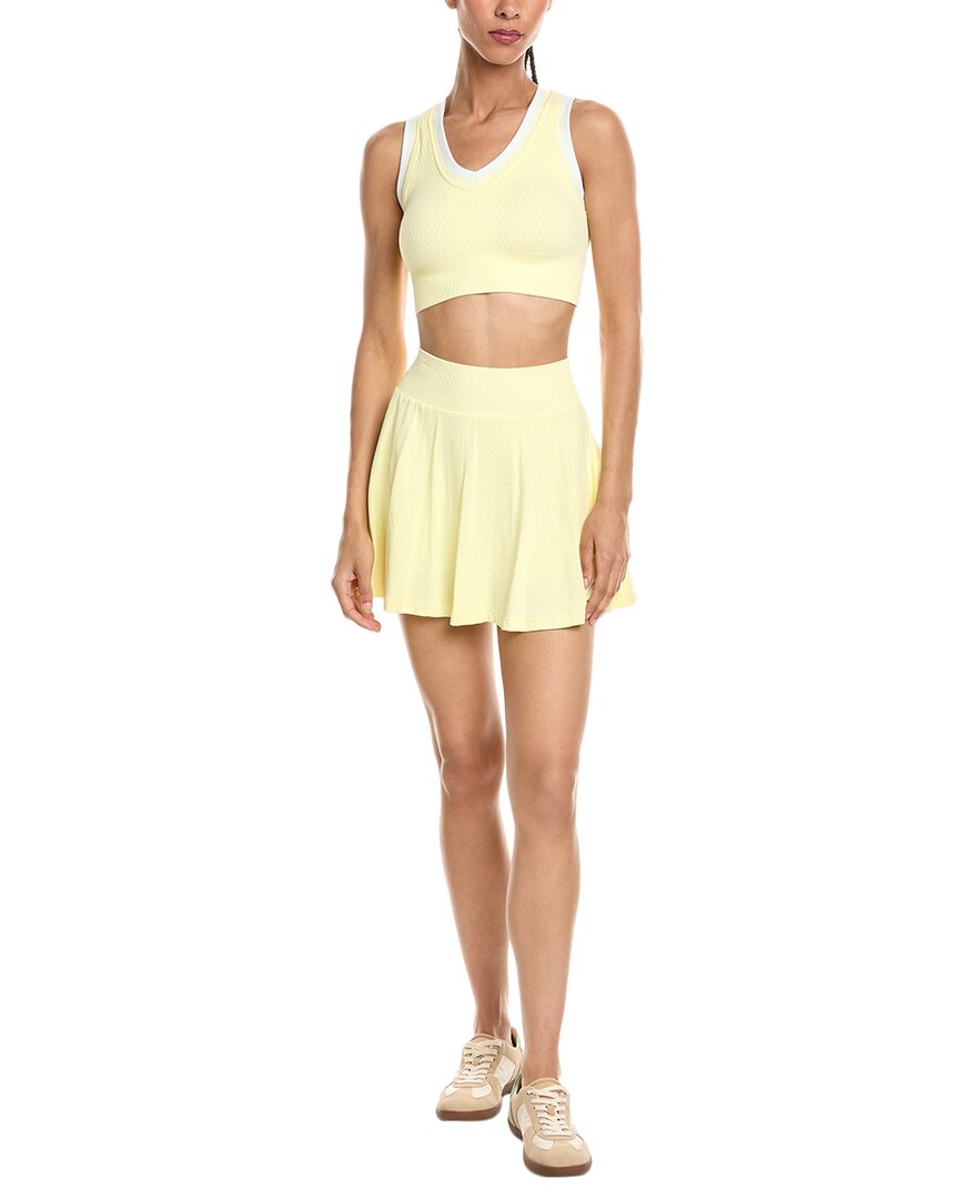 Marion 2pc 5.5in Contrast Trim Tennis Skirt & Padded Top Set In Yellow