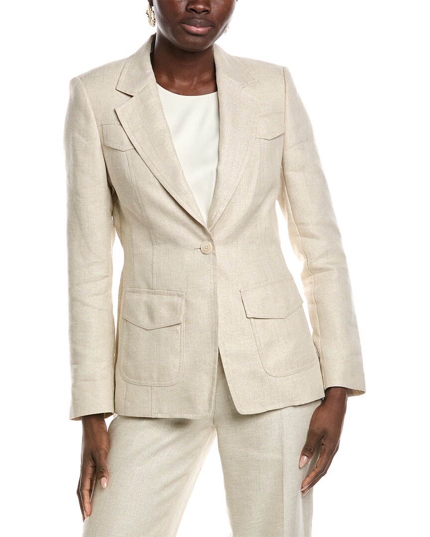 Marc Cain Linen-blend Blazer In Neutral